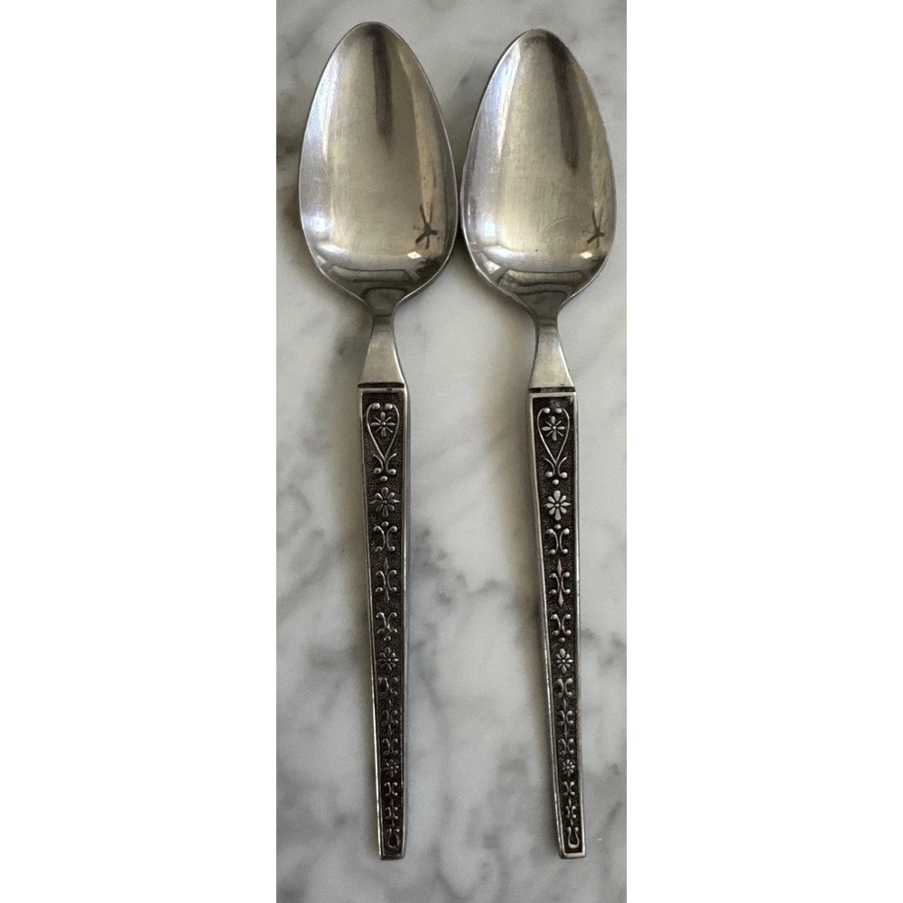 Riviera Cordova Stainless Flatware United Silver Co Japan 2 Oval Soup‎ Spoons